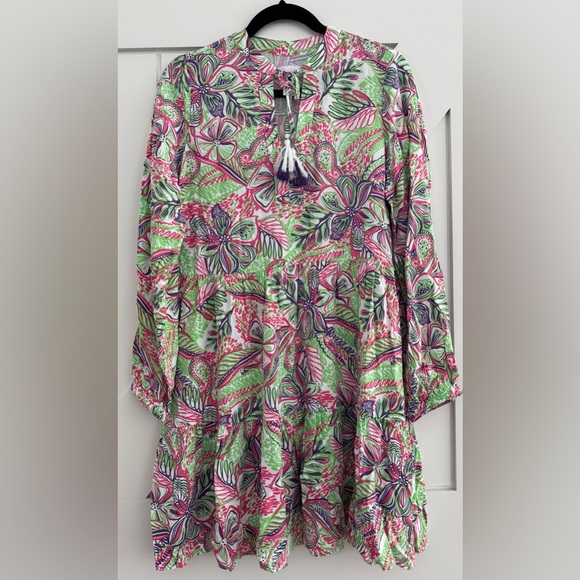 Stella Parker Collection Floral Patterned Dress in Pink and Green Sz Small - Picture 1 of 7